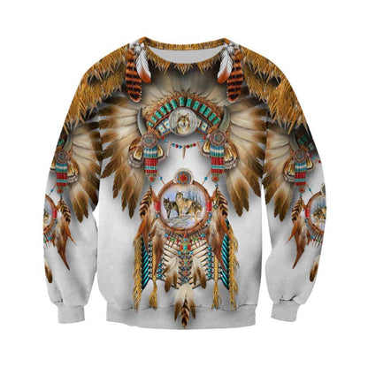 NATIVE AMERICAN 3D OVER PRINTED HOODIE SWEATER MP887 - Amaze Style™-Apparel