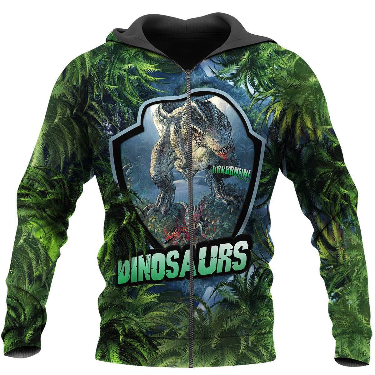 DINOSAURS 3D ALL OVER PRINTED SHIRTS MP903-Apparel-MP-zip-up hoodie-S-Vibe Cosy™