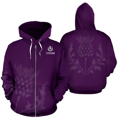 Scotland Hoodie, Purple Thistle All Over Print Zip Up Hoodie NNK022917 - Amaze Style™-ALL OVER PRINT ZIP HOODIES (P)