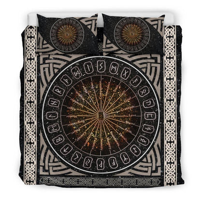 Viking Bedding Set - Circle Of Healing Runes-Amaze Style™-Bedding Set - Black-King-Vibe Cosy™