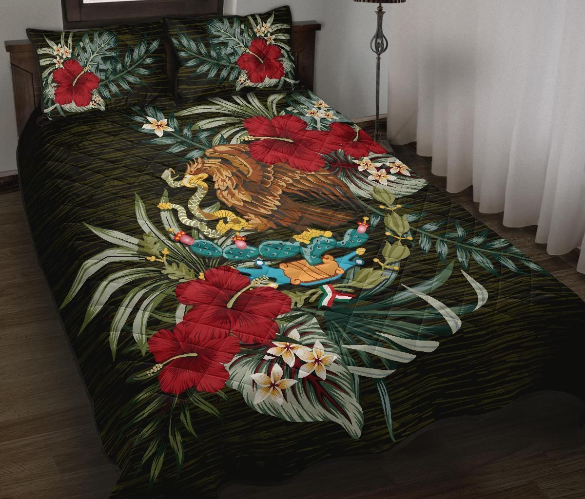 Mexican Quilt Bed Set - Special Hibiscus HP Art
