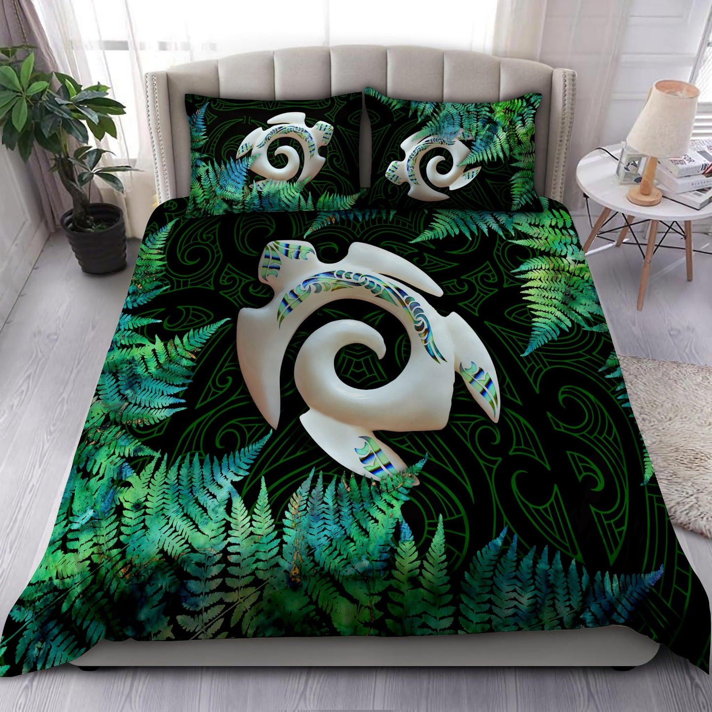 Maori Koru Honu Turtle Silver Fern Paua Shell Bedding Set 16072102.CTN