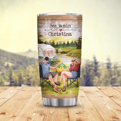 Camping Couple  Stainless Steel Tumbler Personalized Name