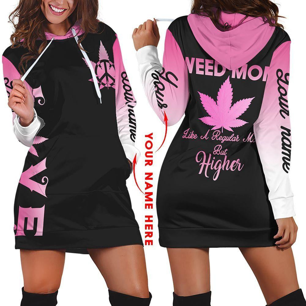 ™ 420 Hoodie Dress Weed Mom 3D all over print Black Pink HD00594