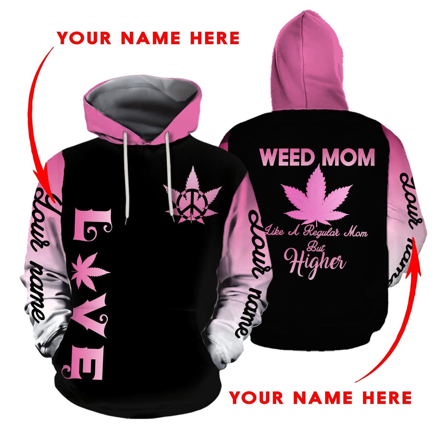 ™ 420 Hoodie Dress Weed Mom 3D all over print Black Pink HD00594