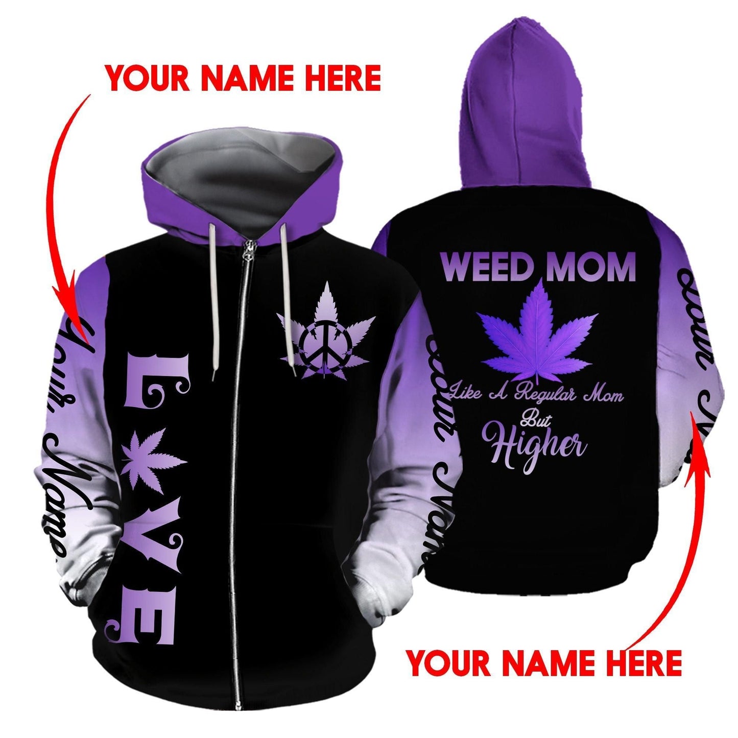 ™ 420 Hoodie Dress Weed Mom 3D all over print Black Purple HD00665