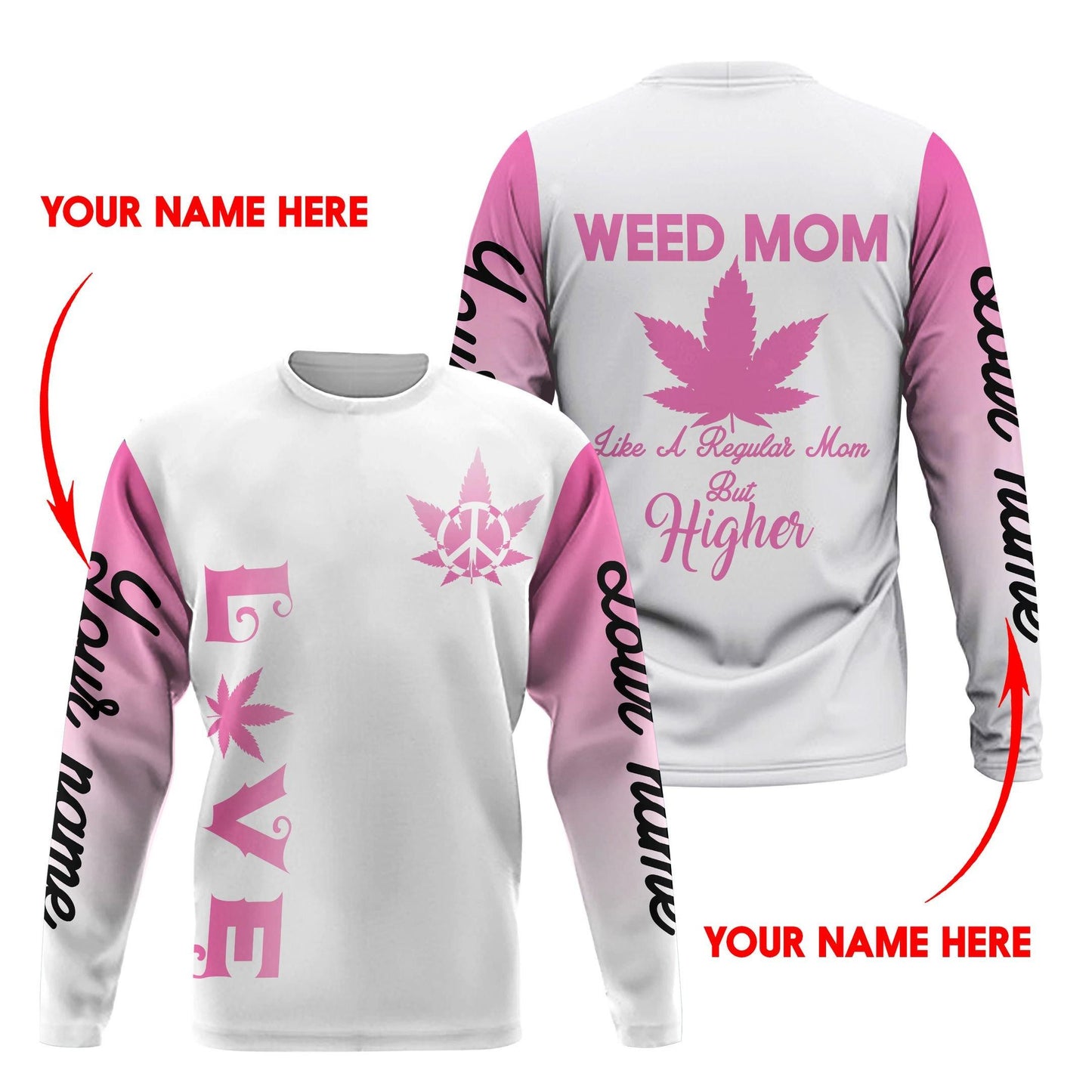 ™ 420 Hoodie Weed Mom 3D all over print White Pink HD00700