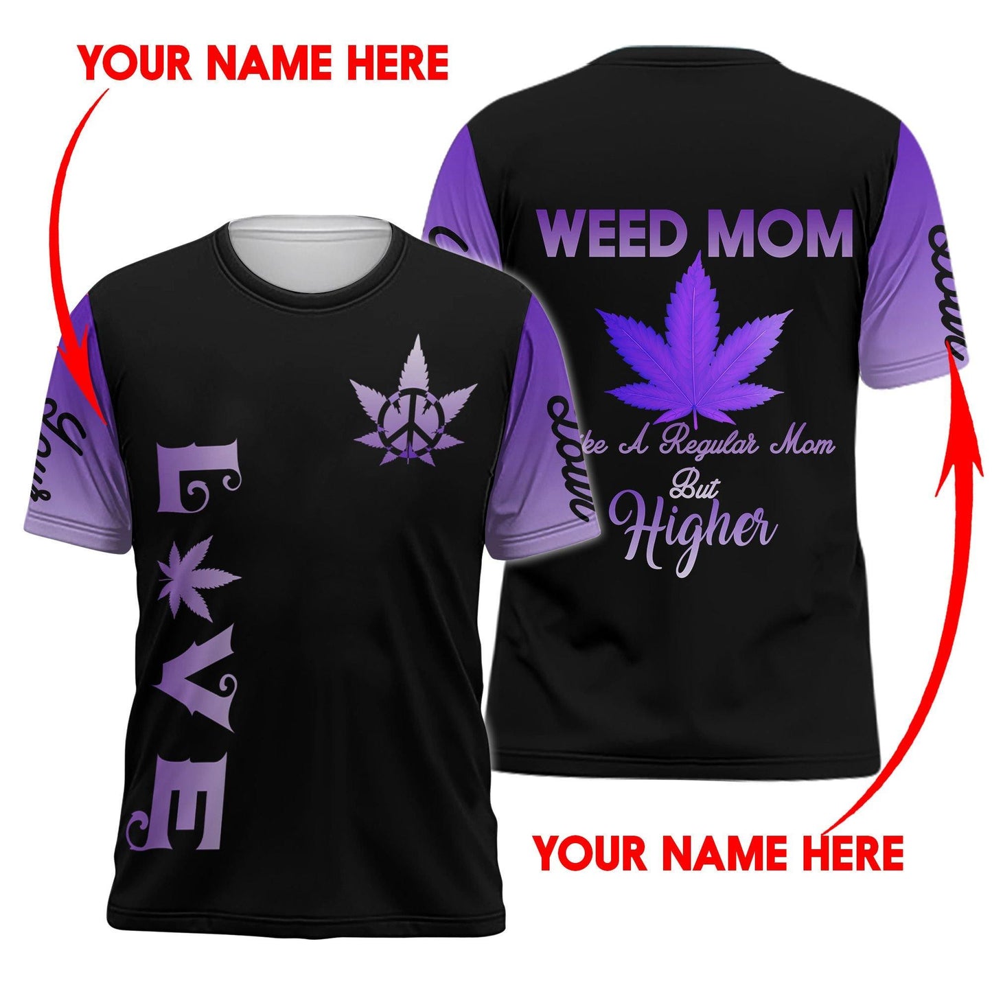 ™ 420 Hoodie Weed Mom 3D all over print Black Purple HD00665