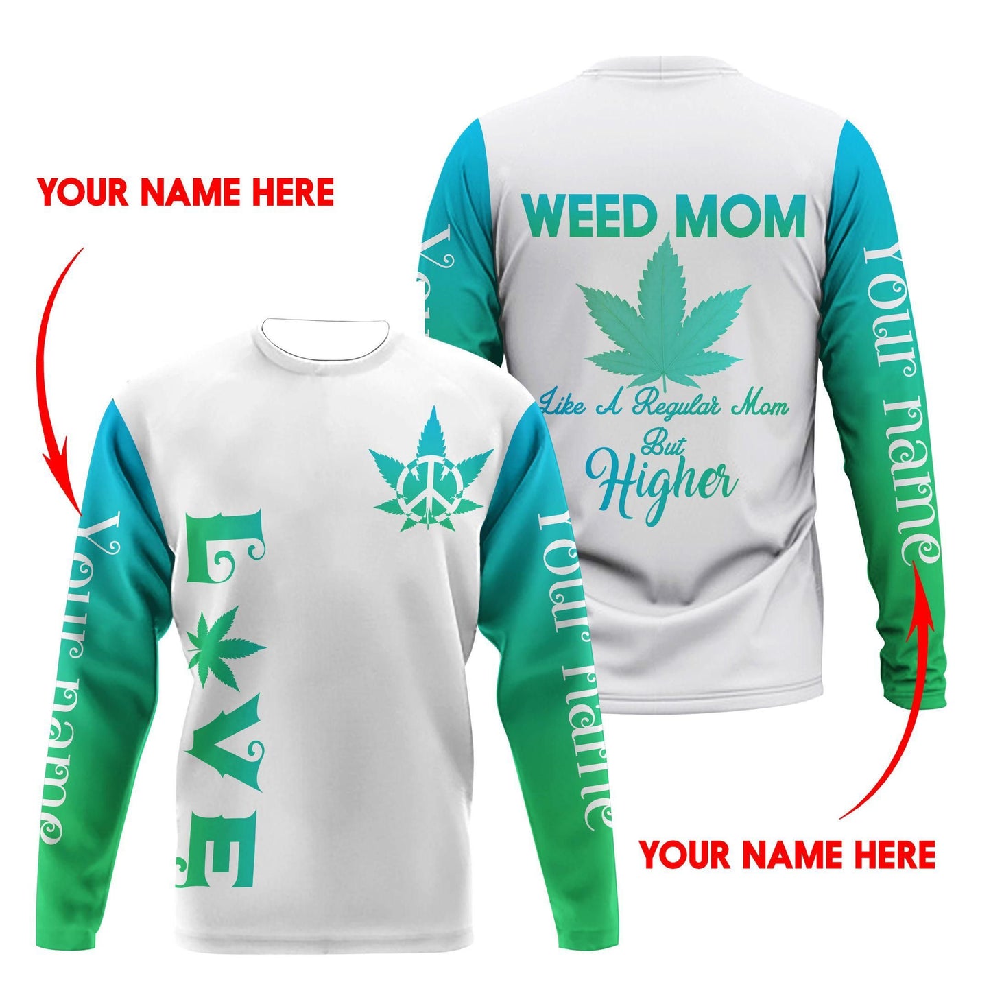 ™ 420 Hoodie Weed Mom 3D all over print White Green HD00697