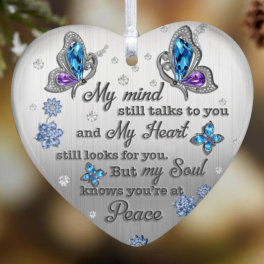 Jewelry Style Butterfly Forever In My Heart Heart Ornament, Memorial Gifts On Christmas Occasion