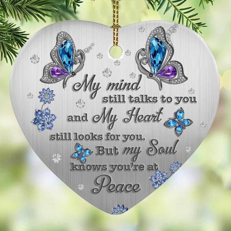 Jewelry Style Butterfly Forever In My Heart Heart Ornament, Memorial Gifts On Christmas Occasion