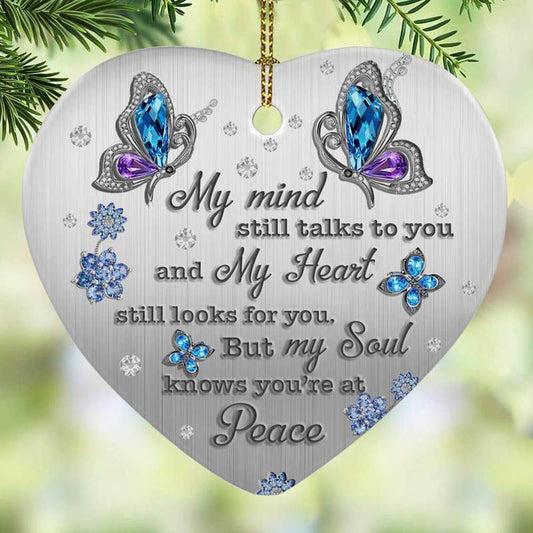 Jewelry Style Butterfly Forever In My Heart Heart Ornament, Memorial Gifts On Christmas Occasion