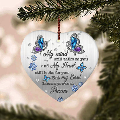 Jewelry Style Butterfly Forever In My Heart Heart Ornament, Memorial Gifts On Christmas Occasion
