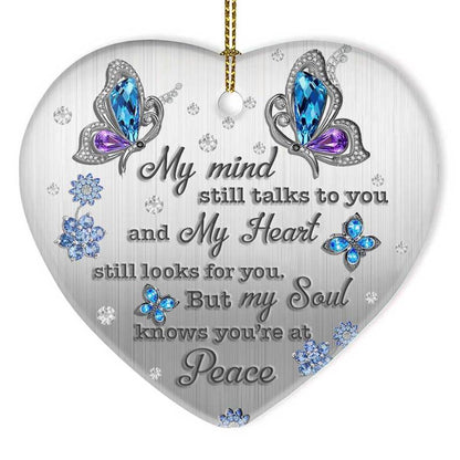 Jewelry Style Butterfly Forever In My Heart Heart Ornament, Memorial Gifts On Christmas Occasion