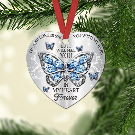 Jewelry Butterfly Feel You In My Heart Heart Ornament, Memorial Gifts On Christmas Occasion