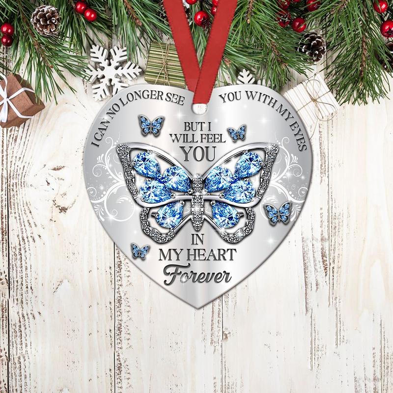 Jewelry Butterfly Feel You In My Heart Heart Ornament, Memorial Gifts On Christmas Occasion