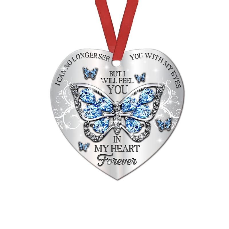 Jewelry Butterfly Feel You In My Heart Heart Ornament, Memorial Gifts On Christmas Occasion