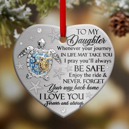 TURTLE To My Daughter Heart Ornament, Memorial Gifts On Christmas Occasion