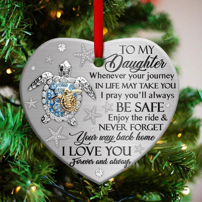 TURTLE To My Daughter Heart Ornament, Memorial Gifts On Christmas Occasion