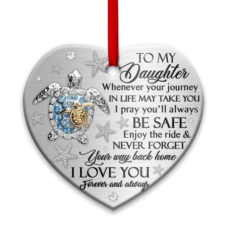 TURTLE To My Daughter Heart Ornament, Memorial Gifts On Christmas Occasion