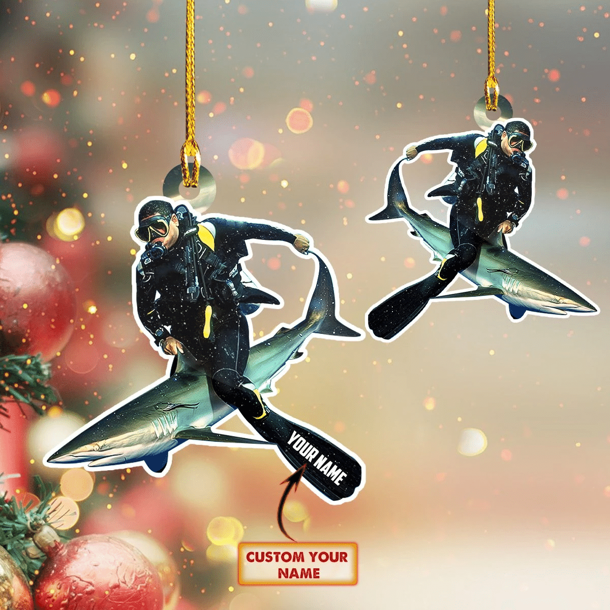 SCUBA DIVING Custom Shaped Ornament 01