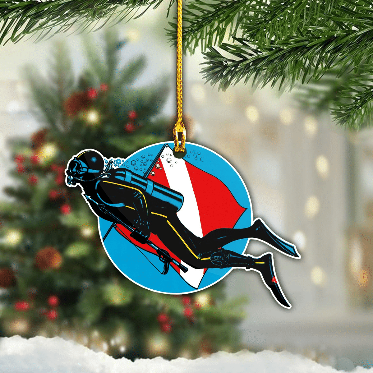 Scuba Diving Spearfishing Shaped Ornament Tmarc tee