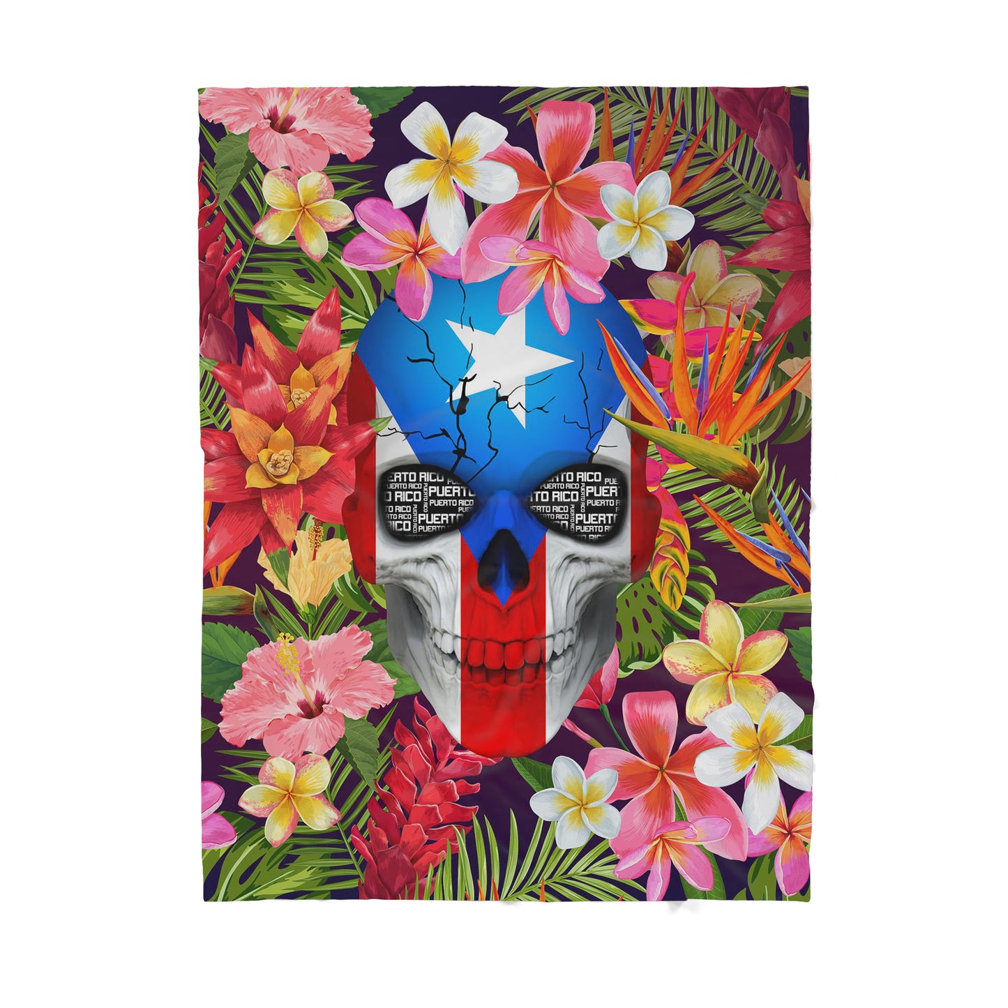 Skull And Flowers Sherpa Blanket