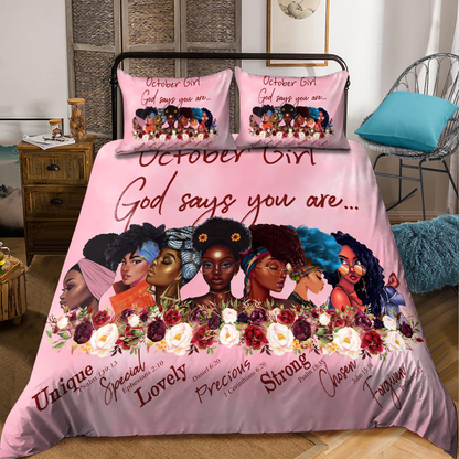God Says You Are Black Girl  Custom Name Duvet Cover Set Bedding Set