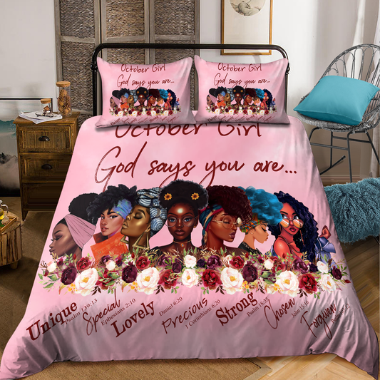 God Says You Are Black Girl  Custom Name Duvet Cover Set Bedding Set