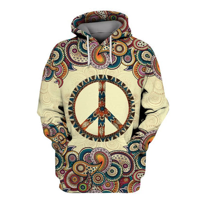 Hippie Vintage Peace Sign 3D All Over Printed Unisex Shirts