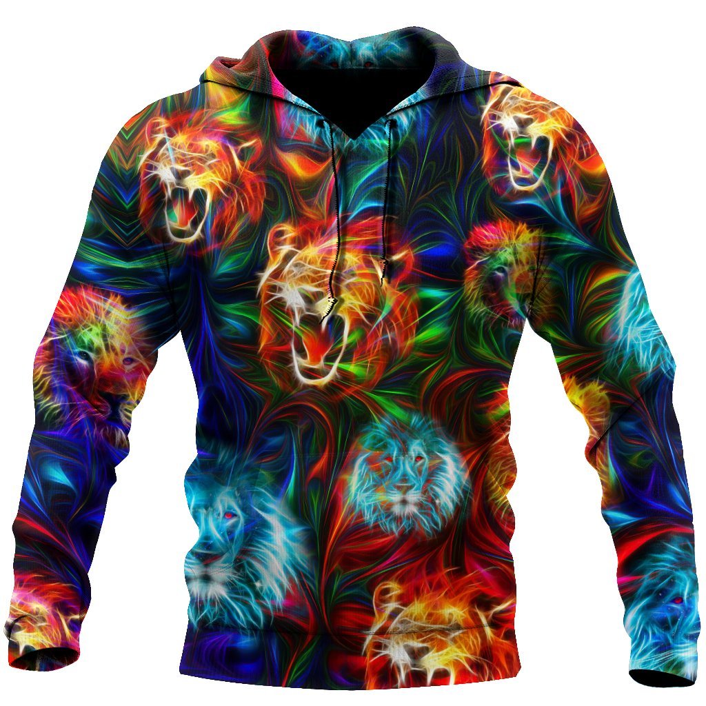 Magic Multicolor Lion Over Printed Hoodie