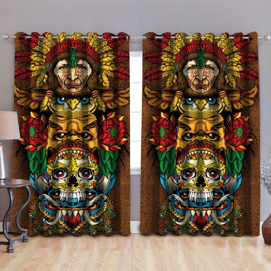 Native Haida Culture Totem Window Curtains-MEI