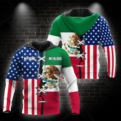 Mexico-US My Home My Blood 3D All Over Printed Shirts For Men and Women TA062201