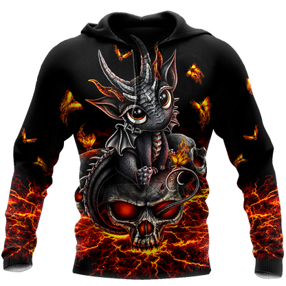 Love Skull dragon red 3D all over printed for man and women