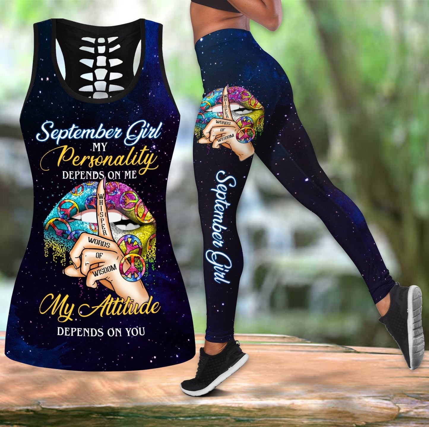 September Girl-My Personality Depends On Me My Attitude Depends On You Combo Tank Top + Legging DQB09012001