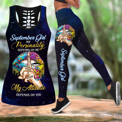 September Girl-My Personality Depends On Me My Attitude Depends On You Combo Tank Top + Legging DQB09012001