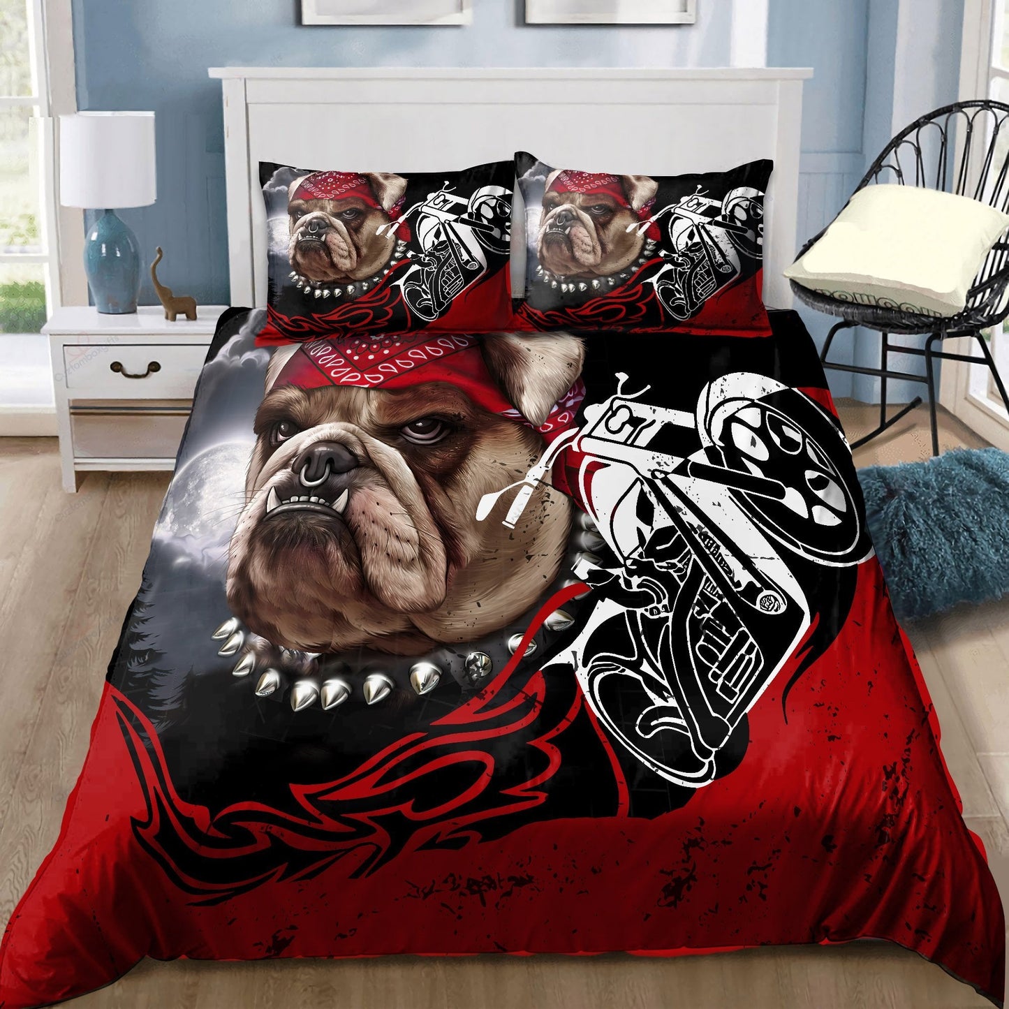 Bulldog Motorbike Bedding Set HHT30072001-LAM-LAM-US Twin-Vibe Cosy™