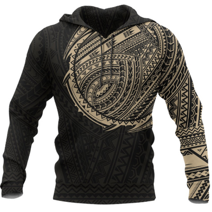 Maori Style Tattoo Pullover Hoodie - Gold A7 - Amaze Style™-Apparel