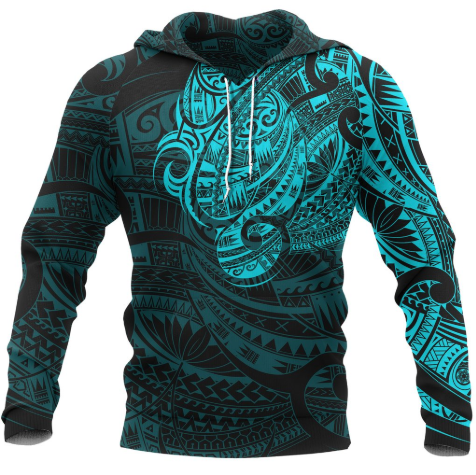 Maori Tattoo Style Hoodie - Blue 02 A7 - Amaze Style™-Apparel