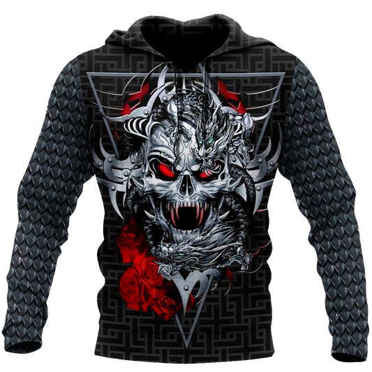 Love dragon Skull red 3D all over printed for man and women QB06152002