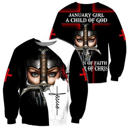 January Girl - I Am A Daughter Of God 3D All Over Printed Shirts For Men and Women TA040205S1