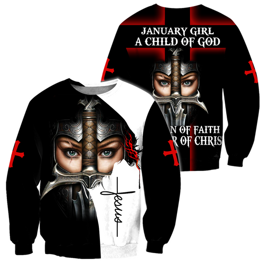 January Girl - I Am A Daughter Of God 3D All Over Printed Shirts For Men and Women TA040205S1