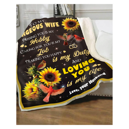 Custom Blanket Cardinals To My Gorgeous Wife Loving You Sherpa Blanket HC