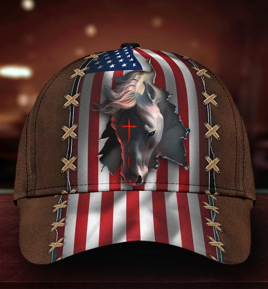 Jesus Horse American Flag Classic Cap 07032103.CTA