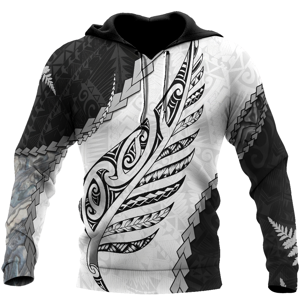 Paua Shell Maori Silver Fern New Zealand 3D Unisex Hoodie