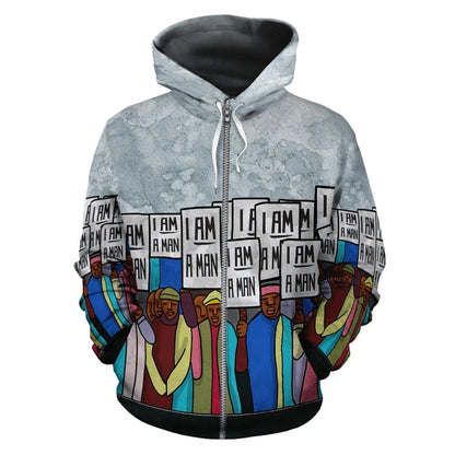 African Zip-Up Hoodie - African I'm a Man Hoodie 1st - Amaze Style™-ALL OVER PRINT ZIP HOODIES