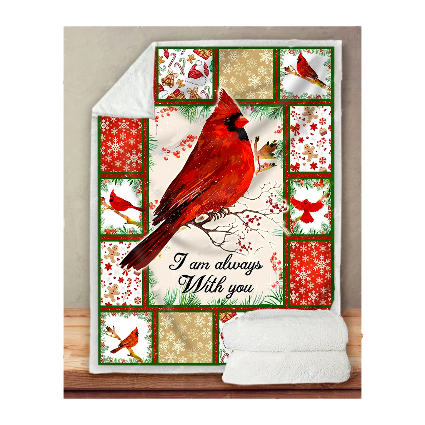 Custom Blanket Cardinal I Am Always With You Christmas Gift Sherpa Blanket HC