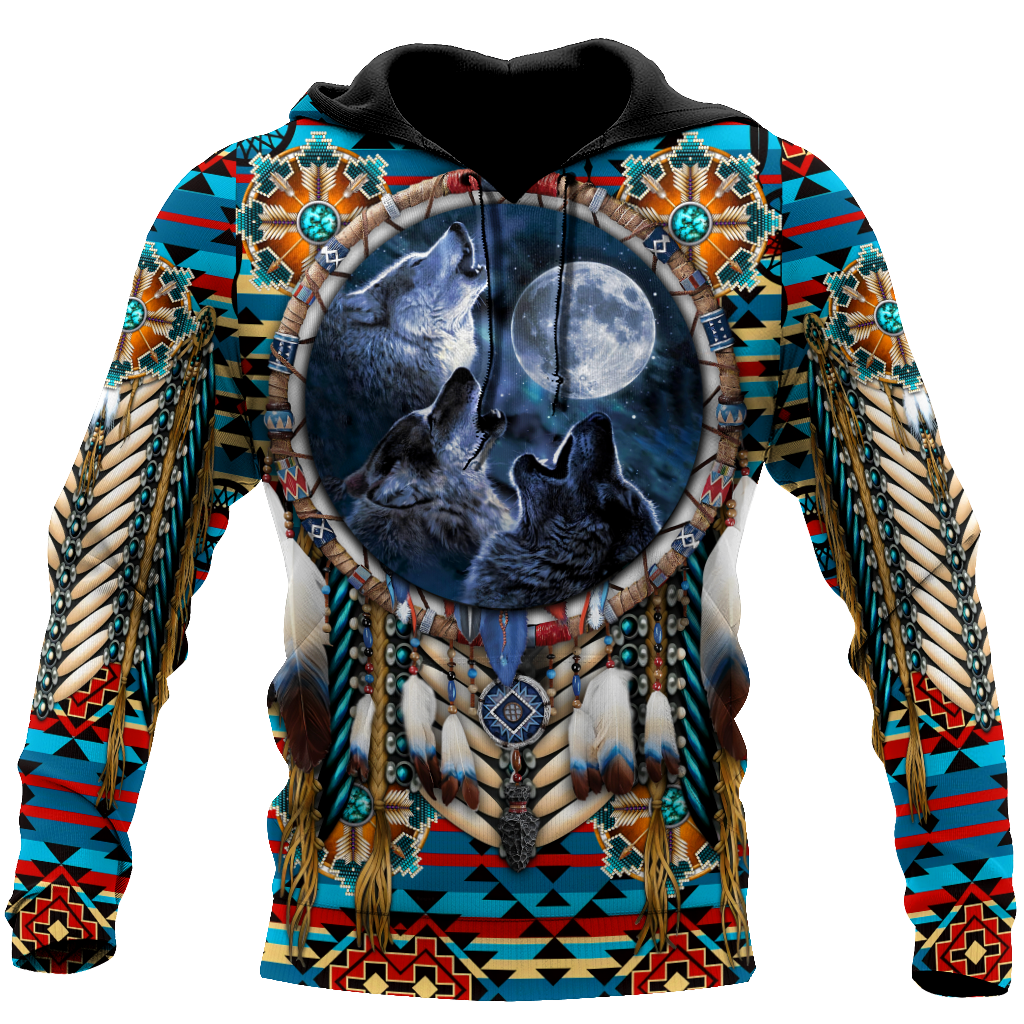 Premium All Over Print Native American Wolves Shirts MEI