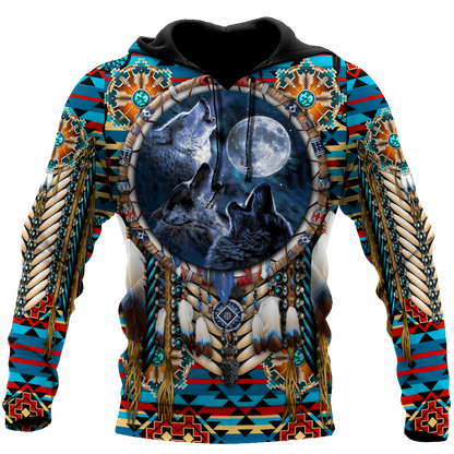 Premium All Over Print Native American Wolves Shirts MEI