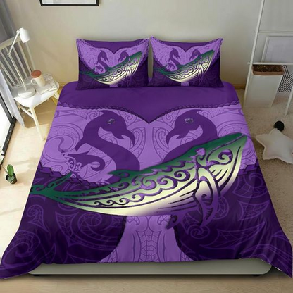 Maori manaia whales gods of the sea bedding set